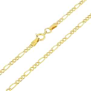 Nuragold 10k Real Yellow Gold Figaro Link 2mm Chain Necklace